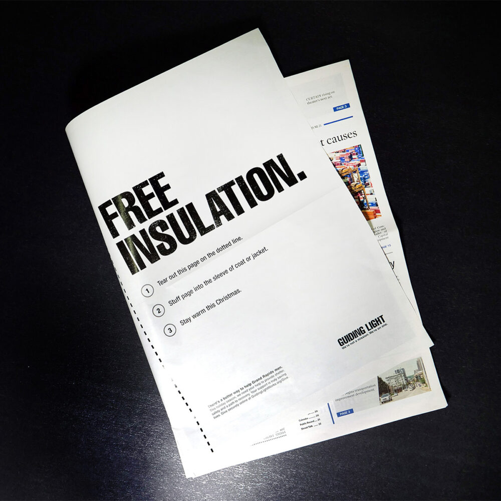 "Free Insulation" print advertisement in local business newspaper