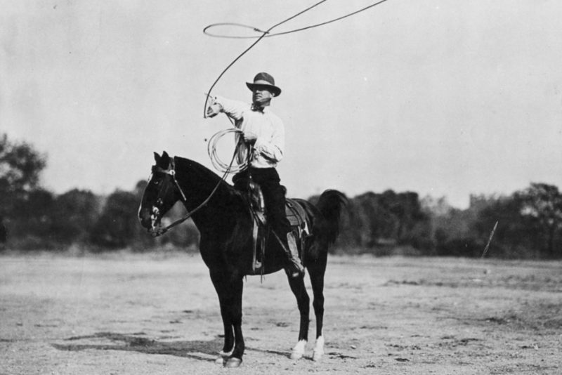 Historic photo of Will Rogers on a horse