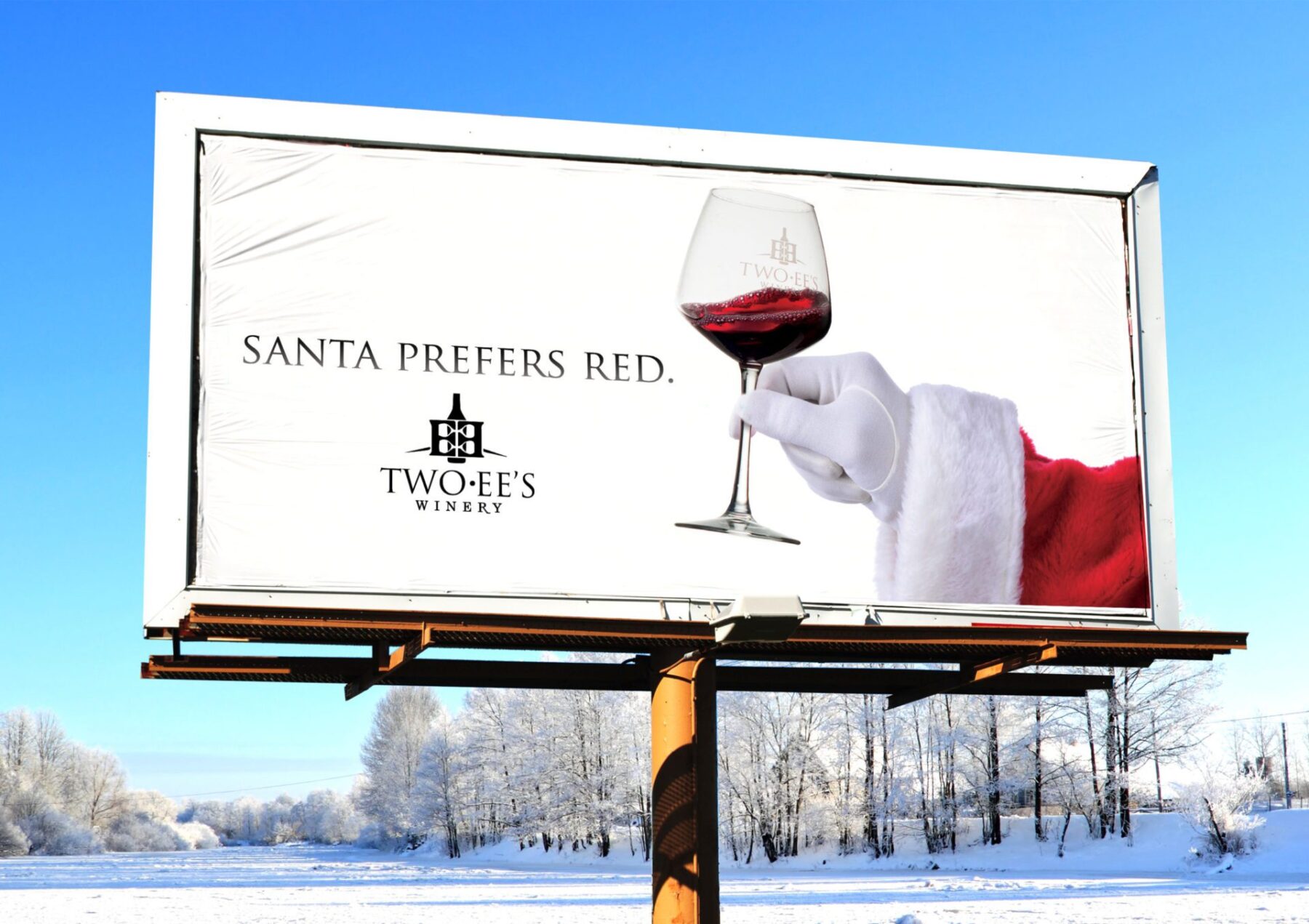 Two EE's Winery. Santa Prefers Red.