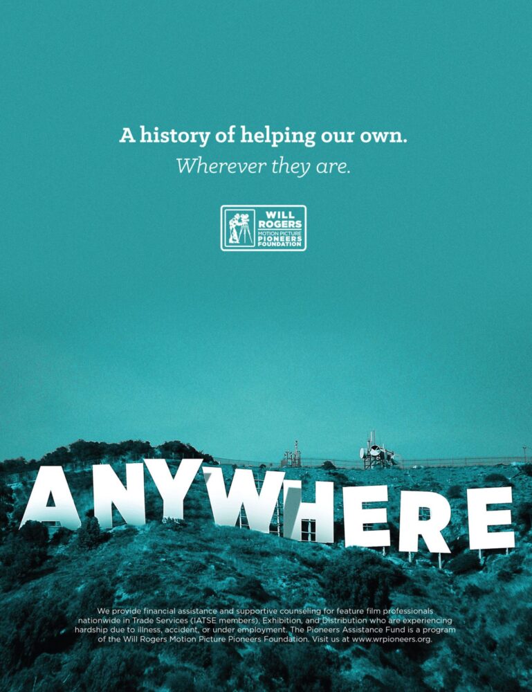 Print advertisement with headline "A history of helping our own" and an image of the Hollywood sign with the letters changed to "ANYWHERE"