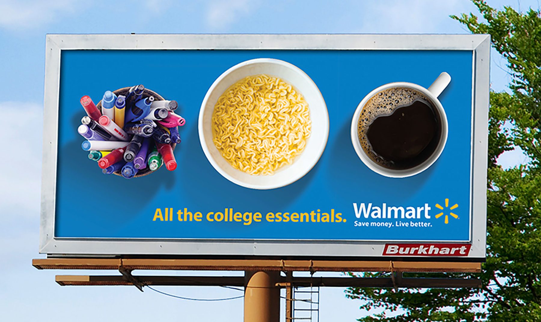 Walmart. All the college essentials. Pens. Markers. Ramen. Coffee.