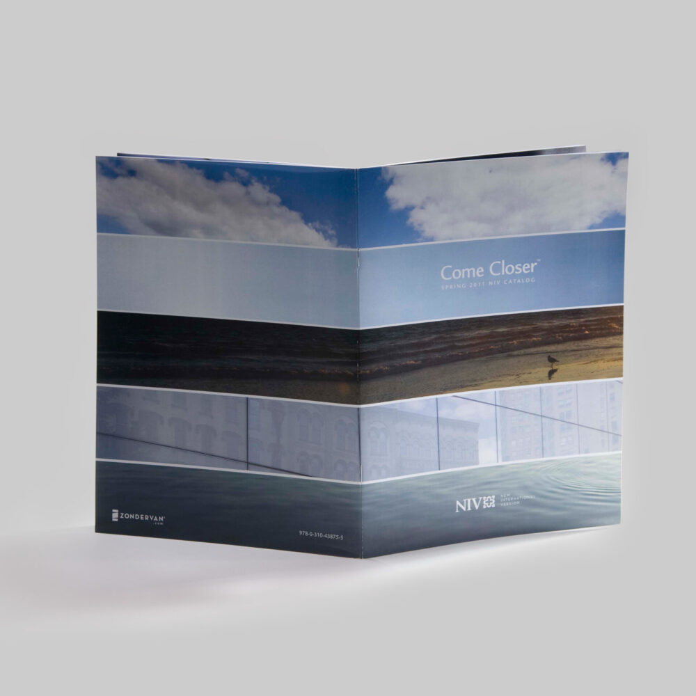 Publication cover for Zondervan with a five time split design of different natural scenes, and the title, “Come Closer.”