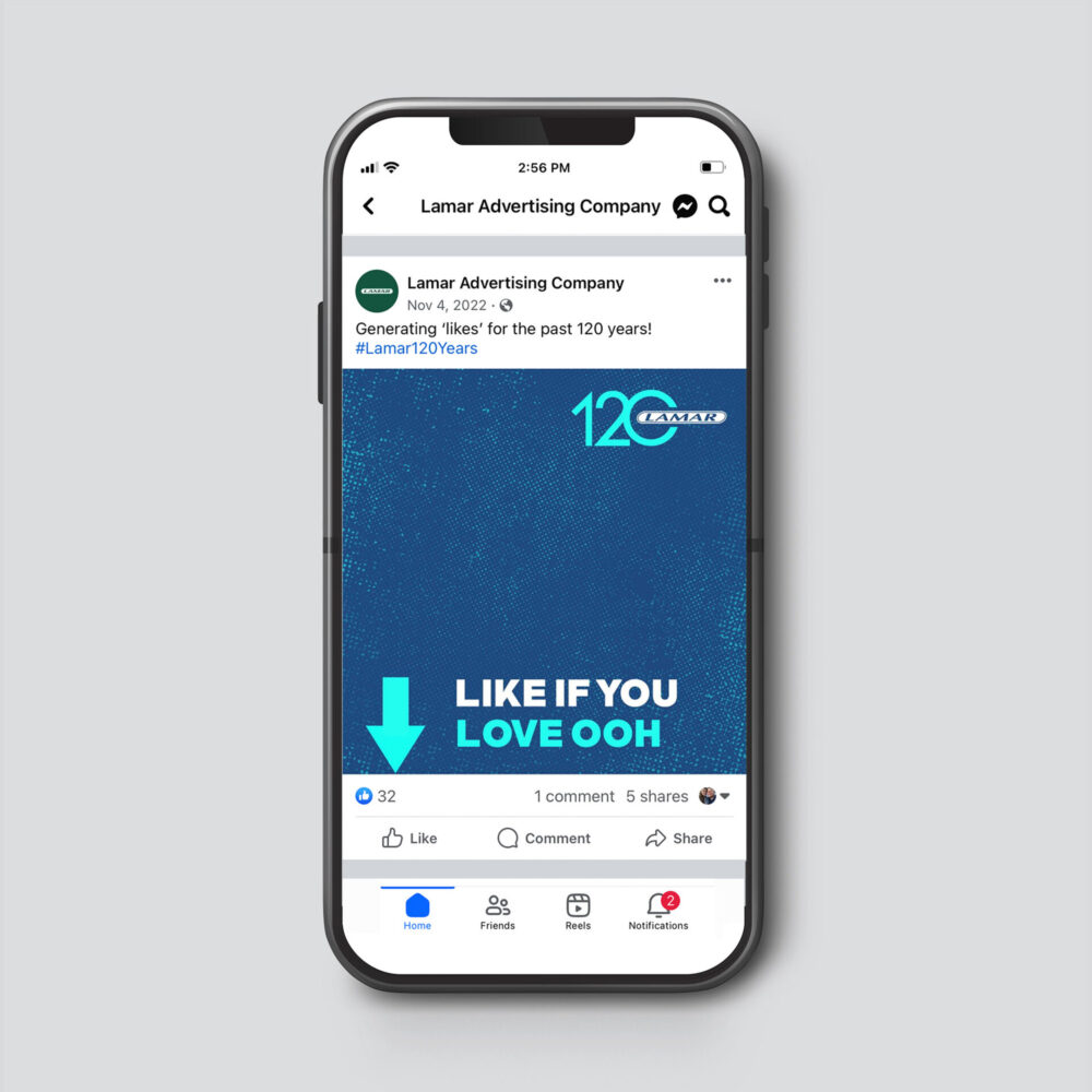 Social media post designed for Lamar the headline, “Like if you love OOH.”