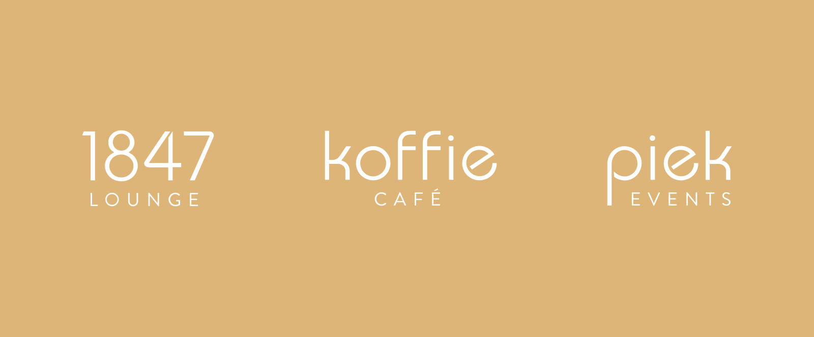 Additional brand logos for 1847 Lounge, Koffie Cafe and Piek Events.