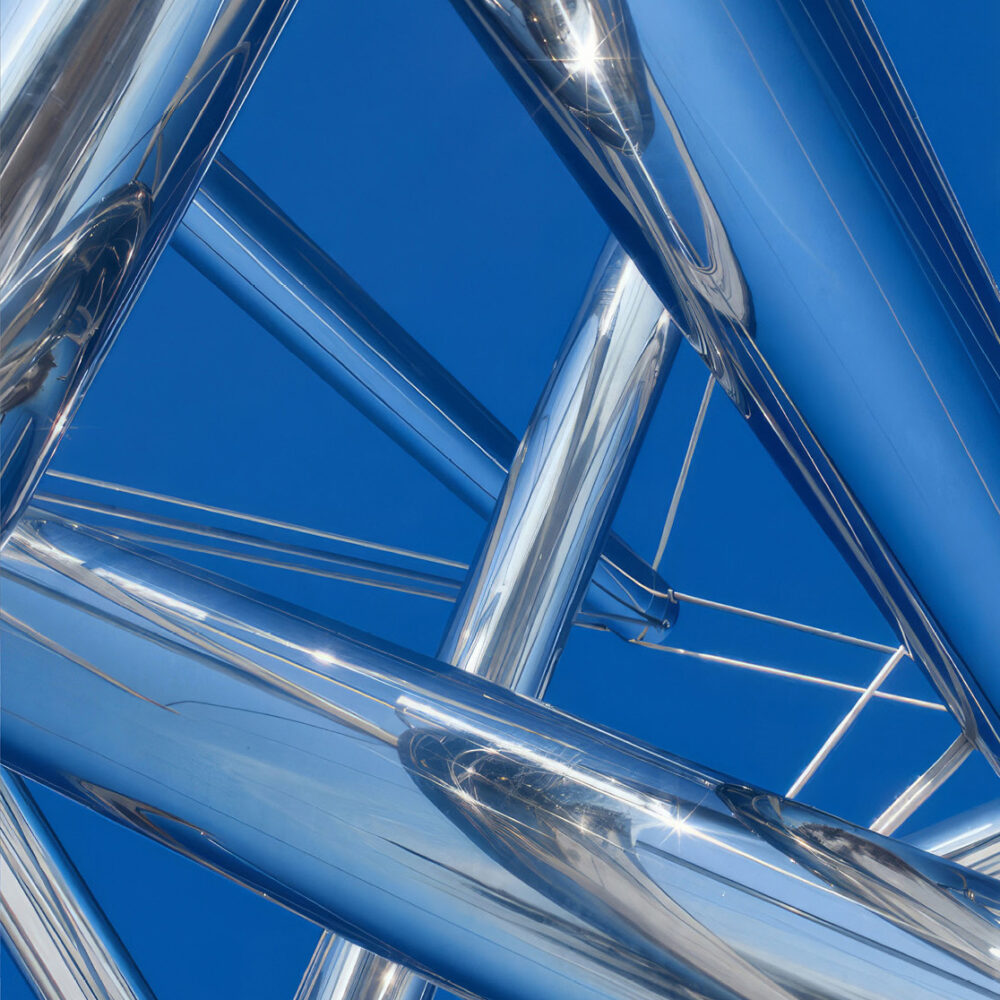 Close up of B-Tree II, by Kenneth Snelson, at Frederick Meijer Gardens & Sculpture Park