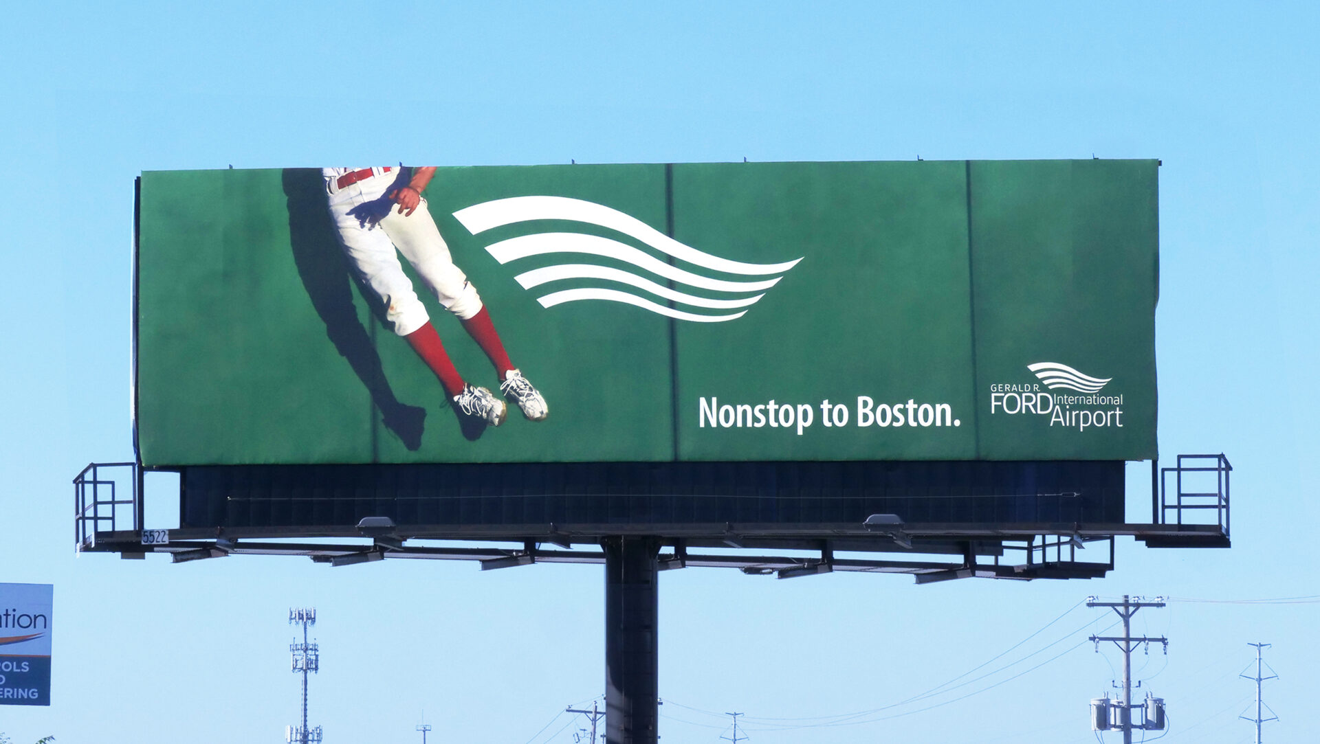 Out of home brand campaign for Gerald R. Ford International Airport. Nonstop to Boston