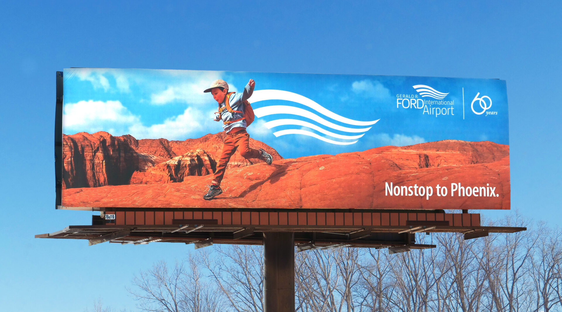 Out of home brand campaign for Gerald R. Ford International Airport. Nonstop to Phoenix