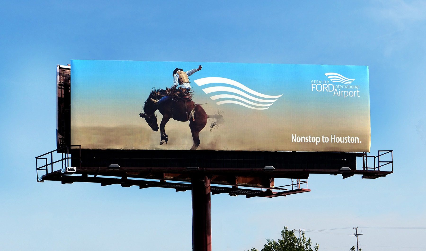 Out of home brand campaign for Gerald R. Ford International Airport. Nonstop to Houston